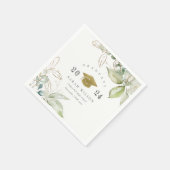 Soft Pastel Gold Green Foliage Graduation Cap Serviette (Ecke)