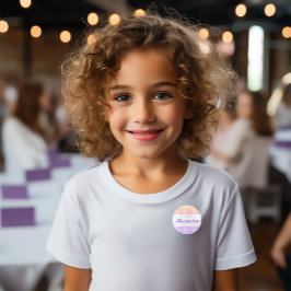 Soft Pastel Gradient Gingham Birthday Nametag Runder Aufkleber