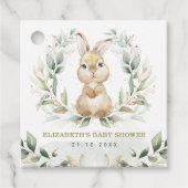 Soft Pastel Greenery Bunny Rabbit Babydusche Geschenkanhänger (Vorderseite)