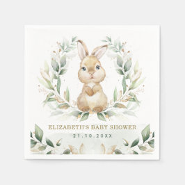 Soft Pastel Greenery Bunny Rabbit Babydusche Serviette