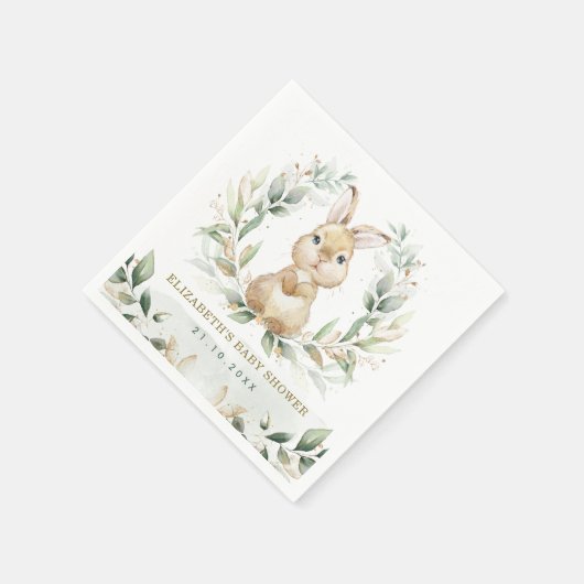 Soft Pastel Greenery Bunny Rabbit Babydusche Serviette (Ecke)