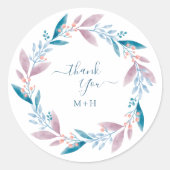 Soft Pastel Greenery Wreath Wedding Thank You Runder Aufkleber (Vorderseite)