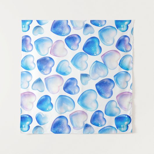 "Soft Pastel Heart Square Tapestry" Wandteppich (Vorderseite (Horizontal))