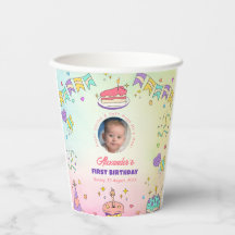 Soft Pastel Joy – Baby Boy 1st Birthday Photo Cups