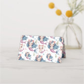 Soft Pastel Mermaid Kitten Girl Geburtstag Platzkarte (Rückseite)