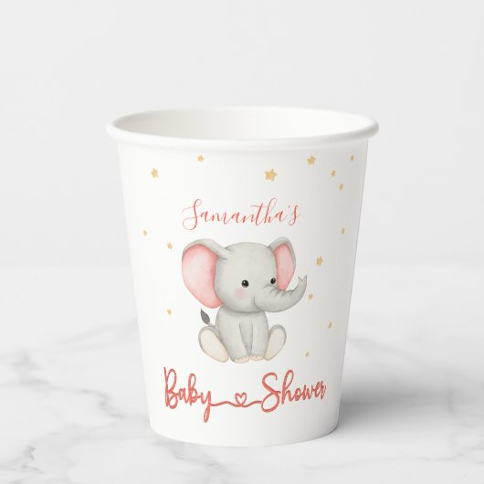 Soft Pastel Minimalistisch Elephant Baby Showcup Pappbecher (Rückseite)