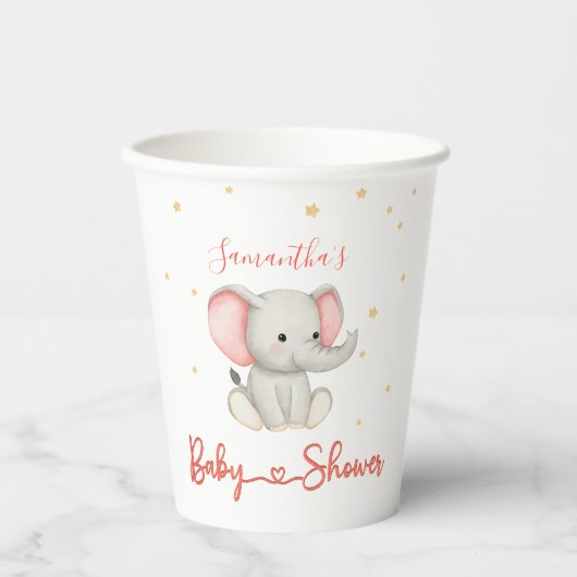 Soft Pastel Minimalistisch Elephant Baby Showcup Pappbecher (Vorderseite)