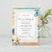 Soft Pastel Ocean Coastal Sand Dollar Hochzeit Einladung (Stehend Vorderseite)