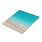 Soft Pastel Ocean Sandy Beach Sky Flying Seagulls Fliese (Seite)