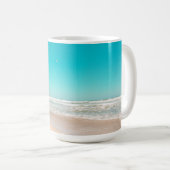 Soft Pastel Ocean Sandy Beach Sky Flying Seagulls Kaffeetasse (VorderseiteRechts)