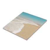 Soft Pastel Ocean Sandy Beach Sky Waves Foam Fliese (Seite)