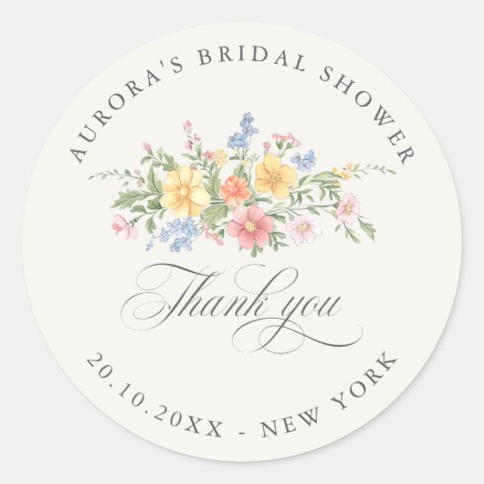 Soft Pastel Ornate Spring Bridal shower thank you Runder Aufkleber (Vorderseite)