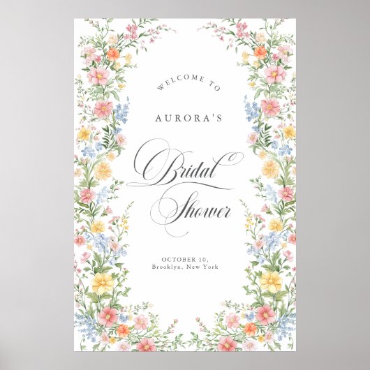 Soft Pastel Ornate Spring Bridal Shower Welcome Poster (Vorne)