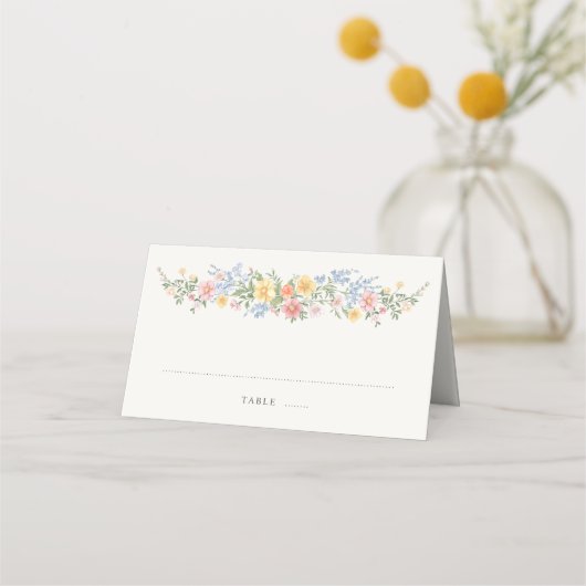 Soft Pastel Ornate Spring floral Garden Place card Platzkarte (Vorderseite)