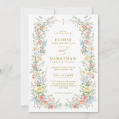 Soft Pastel Ornate Spring Floral QR Code Wedding Einladung (Vorderseite)