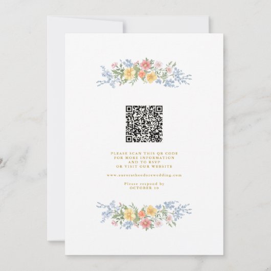 Soft Pastel Ornate Spring Floral QR Code Wedding Einladung (Rückseite)
