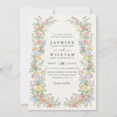 Soft Pastel Ornate Spring Floral QR Code Wedding Einladung (Vorderseite)
