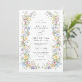 Soft Pastel Ornate Spring Floral QR Code Wedding Einladung (Stehend Vorderseite)