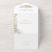 Soft Pastel Ornate Spring Garden Floral Wedding All In One Einladung (Außenbereich)