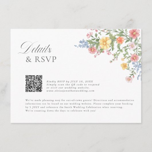 Soft Pastel Ornate Spring Garden Floral Wedding En Begleitkarte (Vorderseite)