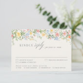 Soft Pastel Ornate Spring Garden Floral Wedding RSVP Karte (Stehend Vorderseite)