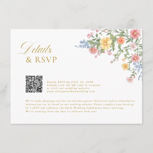 Soft Pastel Ornate Spring Garden gold Wedding Begleitkarte (Vorderseite)