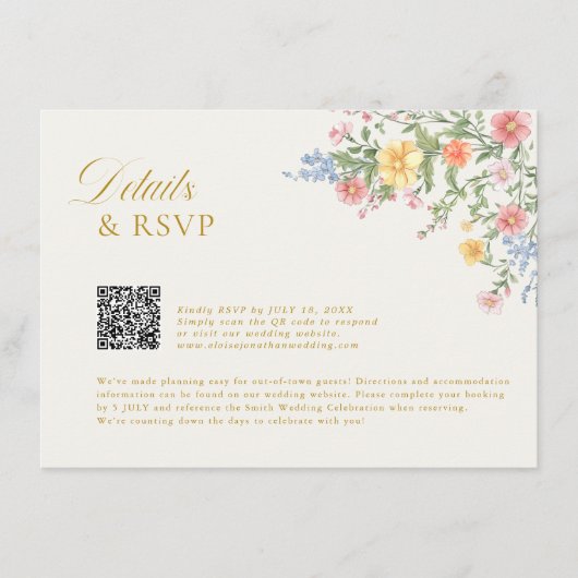 Soft Pastel Ornate Spring Garden gold Wedding Begleitkarte (Vorderseite)
