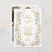 Soft Pastel Ornate Spring Garden Gold Wedding Dankeskarte (Vorne/Hinten)