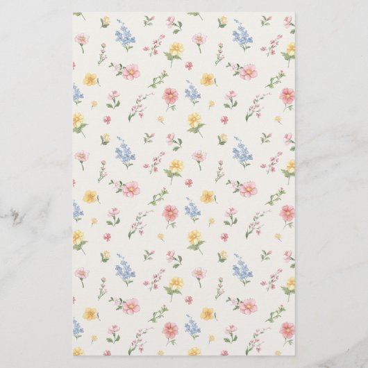 Soft Pastel Ornate Spring Garden Gold Wedding Menu (Rückseite)