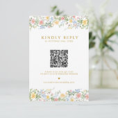 Soft Pastel Ornate Spring Garden Gold Wedding RSVP Karte (Stehend Vorderseite)