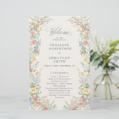 Soft Pastel Ornate Spring Garden Wedding Program (Stehend Vorderseite)