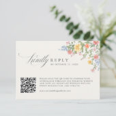 Soft Pastel Ornate Spring Garden Wedding QR Code RSVP Karte (Stehend Vorderseite)