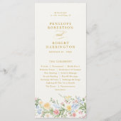Soft Pastel Ornate Spring Gold Floral Wedding Programm (Vorderseite)