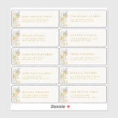 Soft Pastel Ornate Spring Gold Guest Name Address Aufkleber (Blatt)