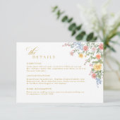 Soft Pastel Ornate Spring Gold Wedding Details Begleitkarte (Stehend Vorderseite)