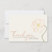 Soft Pastel Peach Boho Modern Baby Shower Dankeskarte (Vorderseite)