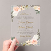 Soft Pastel Peach Floral Islamic Muslim Wedding Acryleinladungen (Insitu (Handheld))
