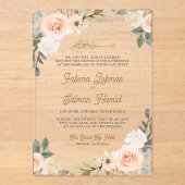 Soft Pastel Peach Floral Islamic Muslim Wedding Acryleinladungen (Vorderseite)