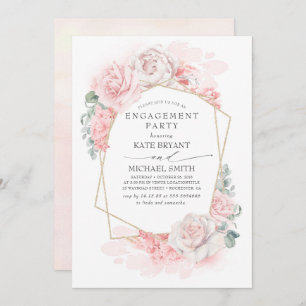 Soft Pastel Pink Blume Dreamy Engagement Party Einladung