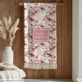Soft Pastel Pink Delicate Floral Custom Name Throw Fleecedecke