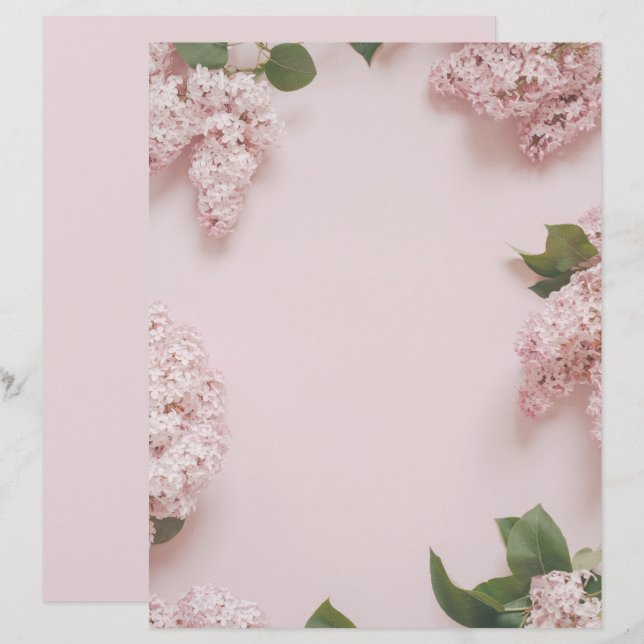 Soft pastel Pink lilacs scrapbook paper (Vorne/Hinten)