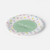 Soft Pastel Polka Dots Babydusche Pappteller (Schrägansicht)