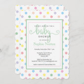 Soft Pastel Polka Dots Kinderdusche Einladung (Vorne/Hinten)
