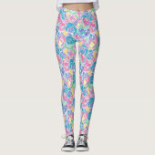 Soft Pastel Rose Love Leggings (Vorderseite)