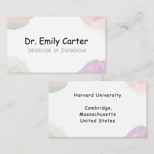 Soft Pastel University Lecturer Elegant Academic  Visitenkarte (Vorne/Hinten)
