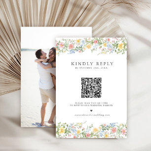 Soft Pastel Verziert Spring Garden Blumenzehen RSVP Karte