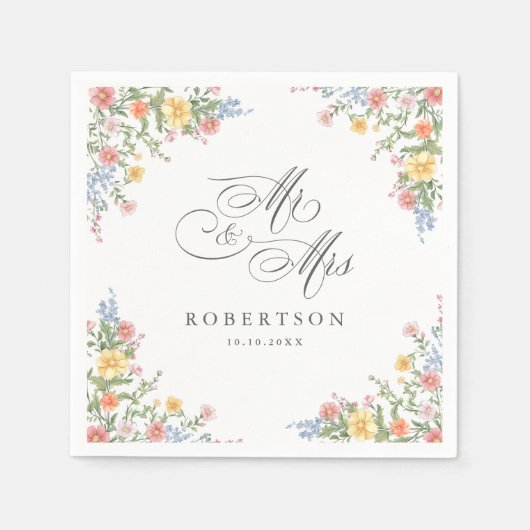 Soft Pastel Verziert Spring Garden Blumenzehen Serviette (Vorderseite)