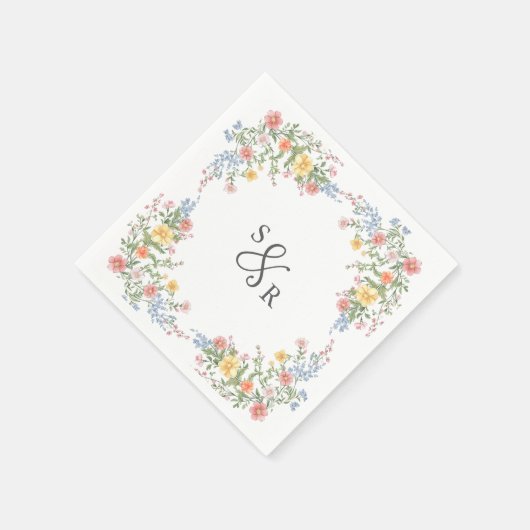 Soft Pastel Verziert Spring Garden Blumenzehen Serviette (Ecke)