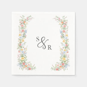 Soft Pastel Verziert Spring Garden Blumenzehen Serviette