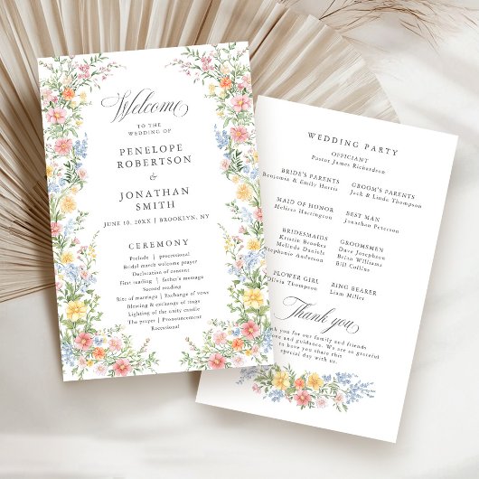 Soft Pastel Verziert Spring Garden Wedding Program